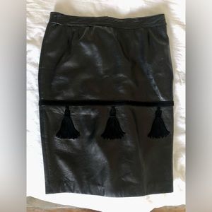 Valentino Black Leather Pencil Skirt S // Vintage